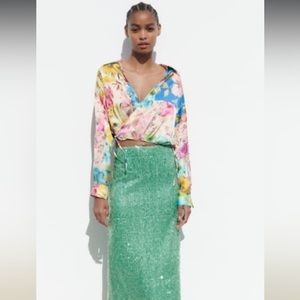ZARA patchwork printed blouse size S